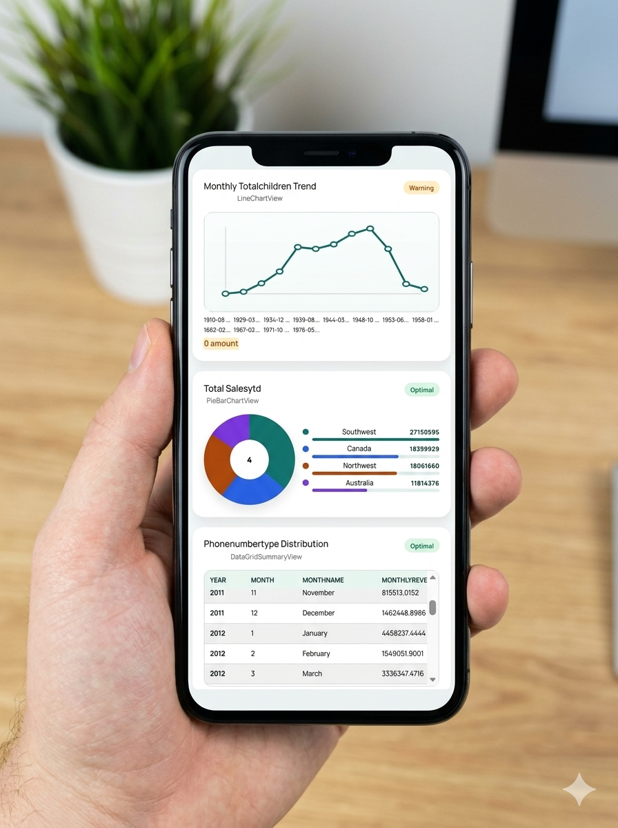 Finance dashboard showing receivables and cash flow indicators