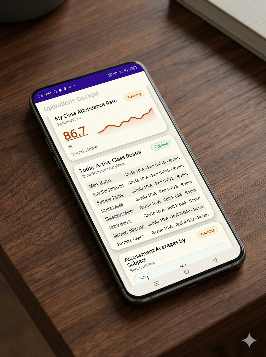 Teacher dashboard for attendance and academic updates
